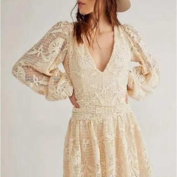 Free People Jen's Pirate Booty Reflection Lapis Mini Dress Bohemian Wedding - Picture 2 of 11